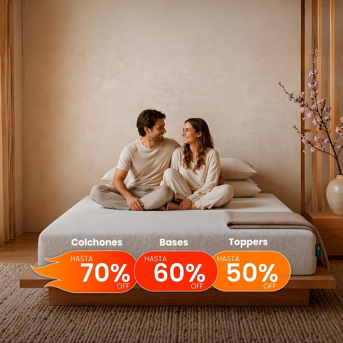 Recámara moderna con cama y colchón Zinus